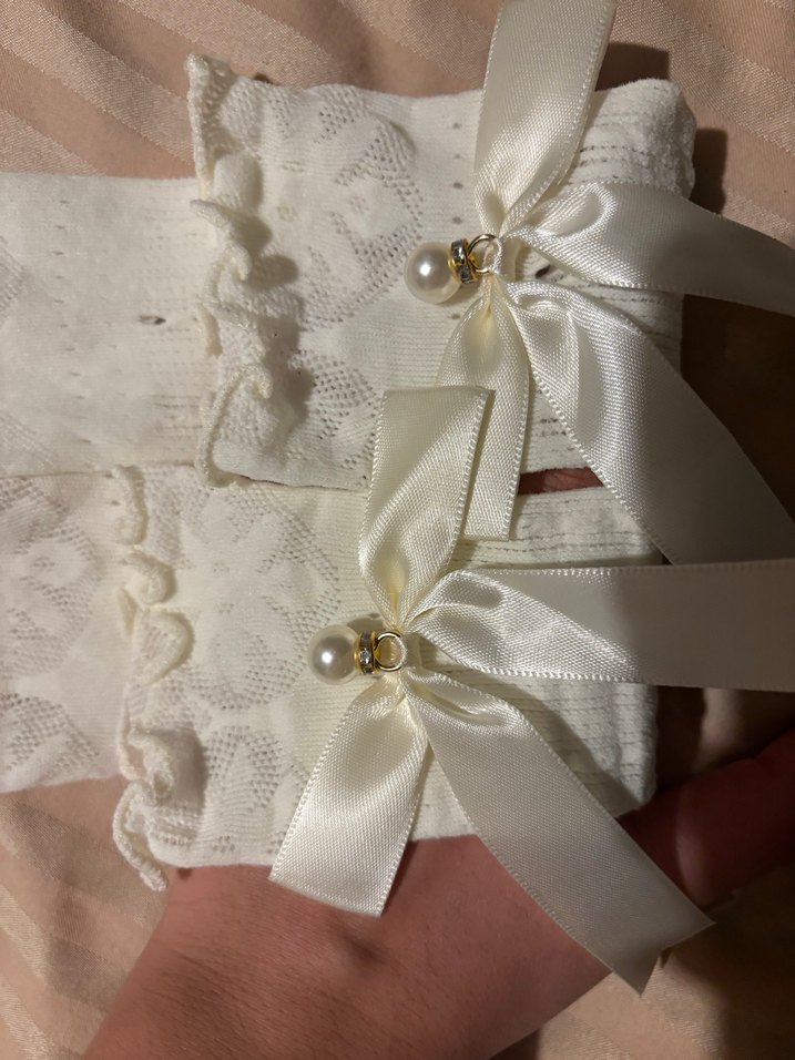 Beyaz Kolluk İnci Ve Kurdele Detaylı - Görsel 4
