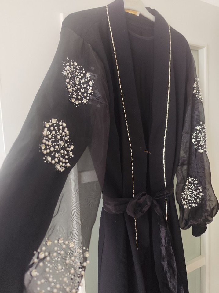 Nakışlı Siyah Uzun Kollu Kadın Elbise - Görsel 3