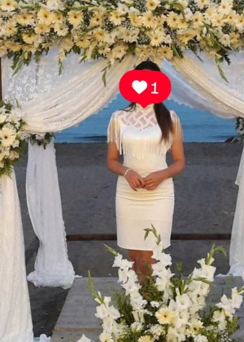 Dantel Detaylı Bohem Uzun Beyaz Abiye - Görsel 2