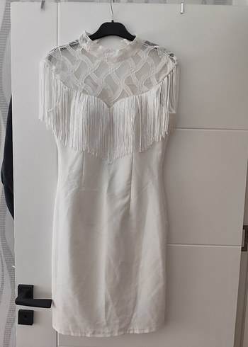 Dantel Detaylı Bohem Uzun Beyaz Abiye - Görsel 3