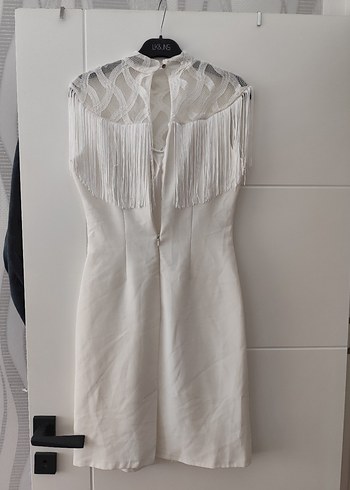 Dantel Detaylı Bohem Uzun Beyaz Abiye - Görsel 4