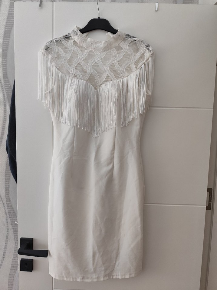 Dantel Detaylı Bohem Uzun Beyaz Abiye - Görsel 3