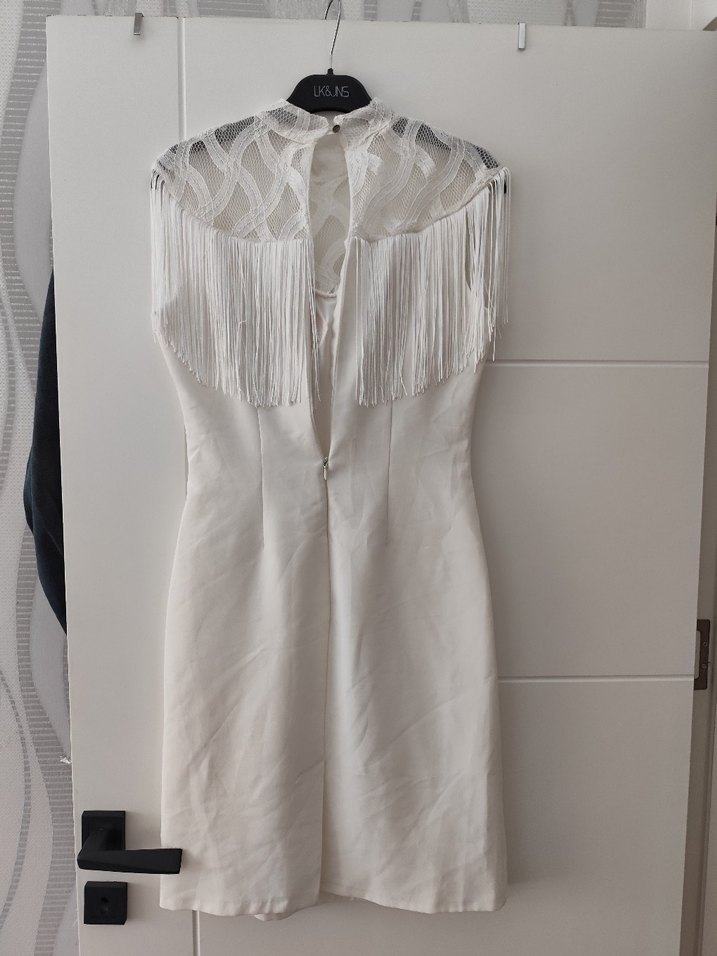 Dantel Detaylı Bohem Uzun Beyaz Abiye - Görsel 4