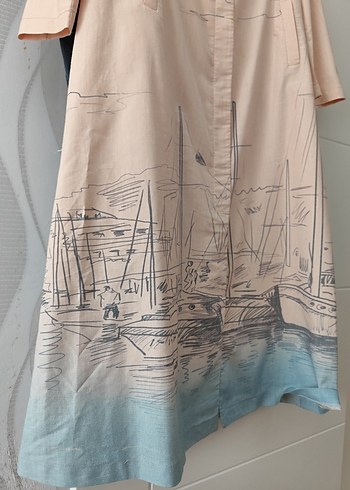 Bej Desenli Uzun Kadın Kaban - Görsel 4