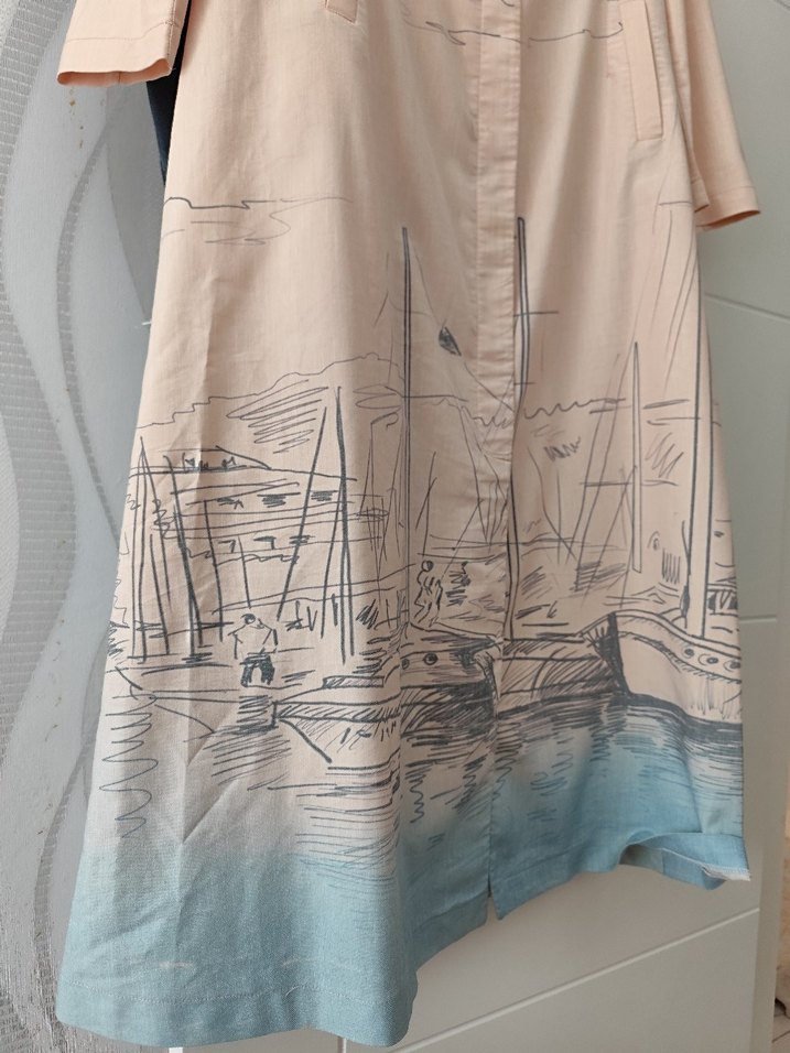 Bej Desenli Uzun Kadın Kaban - Görsel 4