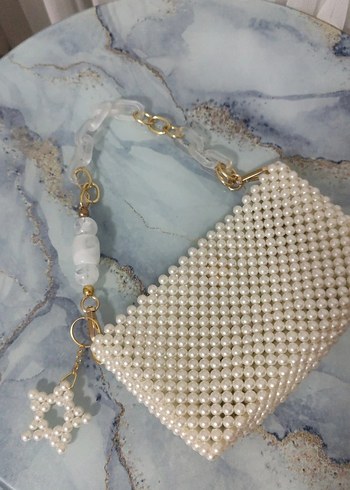 Boncuk İşlemeli Beyaz Kadın Çantası - Görsel 2