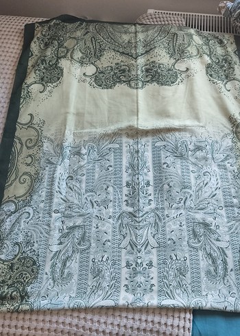 Soft&Pure Bohem Tarz Kadın Yeşil Desenli Şal - Görsel 3