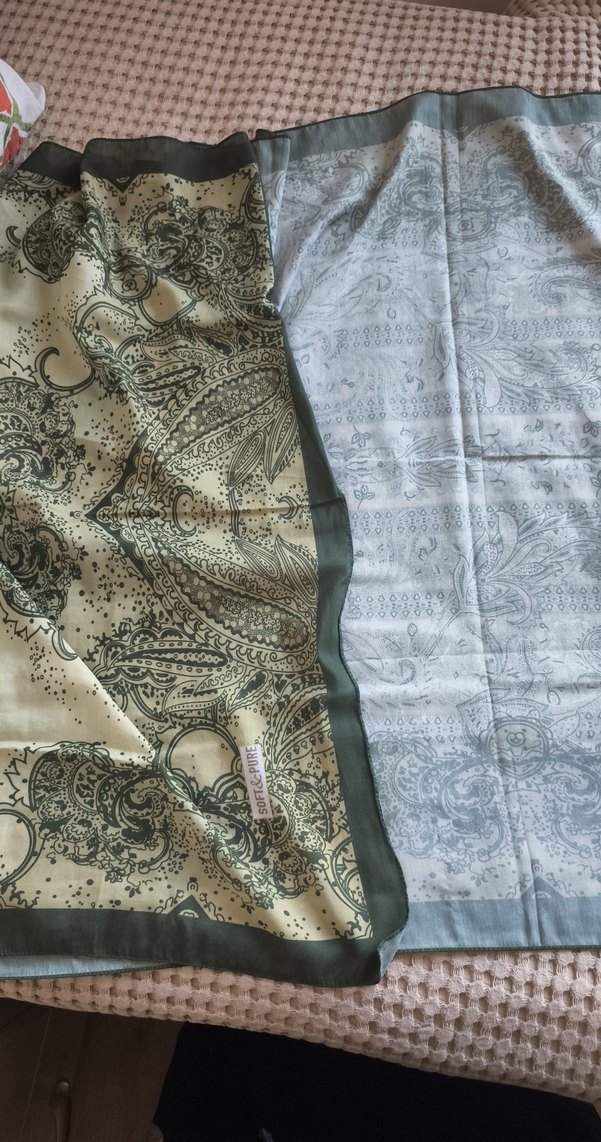 Soft&Pure Bohem Tarz Kadın Yeşil Desenli Şal - Görsel 4