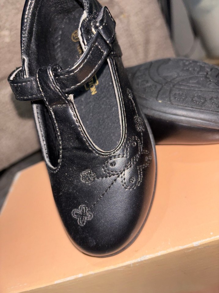 Tokalı Siyah Nakışlı Kız Babet Ayakkabı - Görsel 3