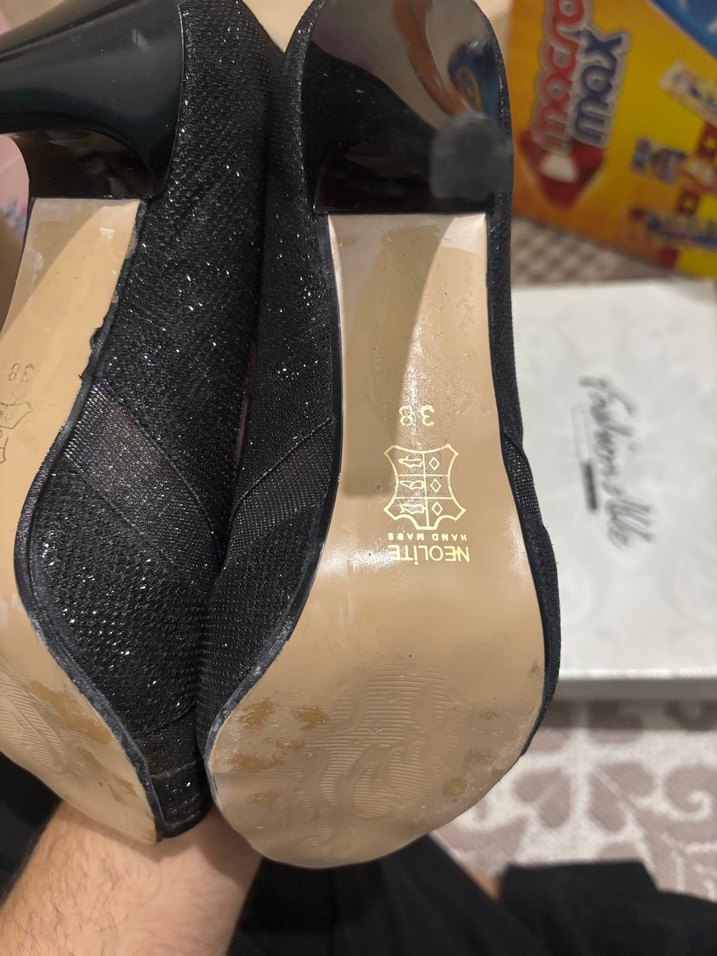 Galip Siyah Gri Gotik Topuklu Kadın Ayakkabı - Görsel 4