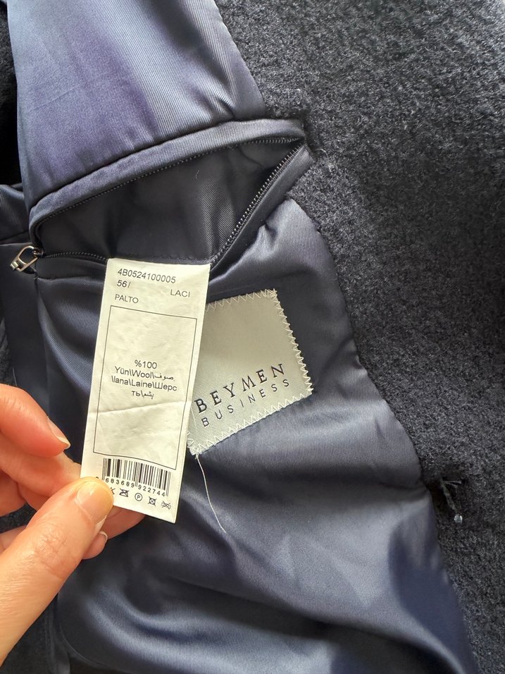 Beymen Business %100 yün Erkek Lacivert Yün Midi Kaban 56 beden - Görsel 2