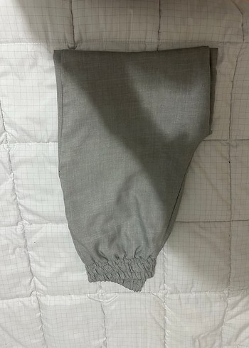 Gri Kadın Keten Kumaş Pantolon - Görsel 4