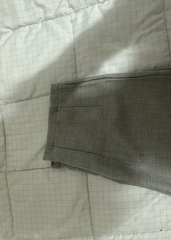 Gri Kadın Keten Kumaş Pantolon - Görsel 3