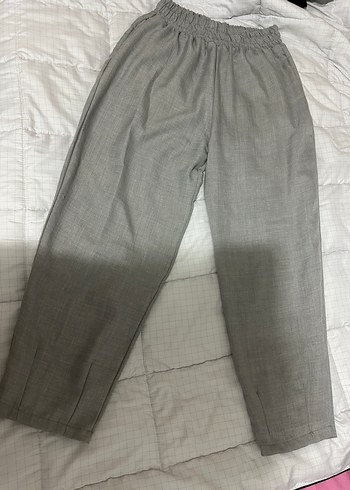 Gri Kadın Keten Kumaş Pantolon - Görsel 2