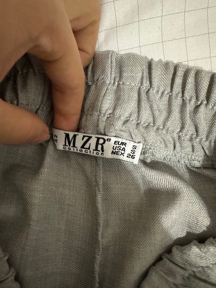 Gri Kadın Keten Kumaş Pantolon - Görsel 5