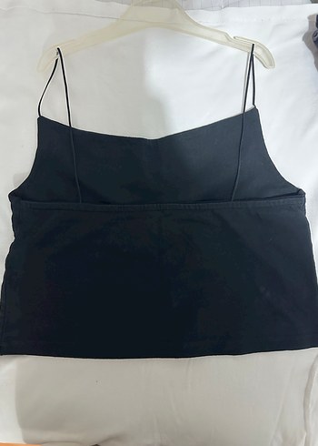 Siyah İnce Askılı Mini Kadın crop - Görsel 2