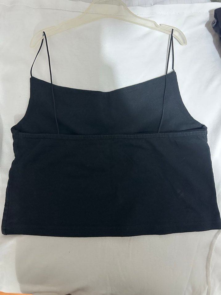 Siyah İnce Askılı Mini Kadın crop - Görsel 2