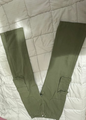 Düğmeli Rahat Kesim kadın kargo Pantolon - Görsel 5