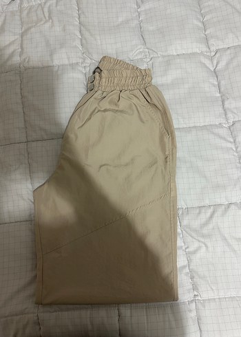 Bej Beli Kemerli Kadın Paraşüt pantolonu - Görsel 3