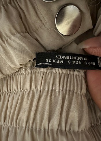 Bej Beli Kemerli Kadın Paraşüt pantolonu - Görsel 2