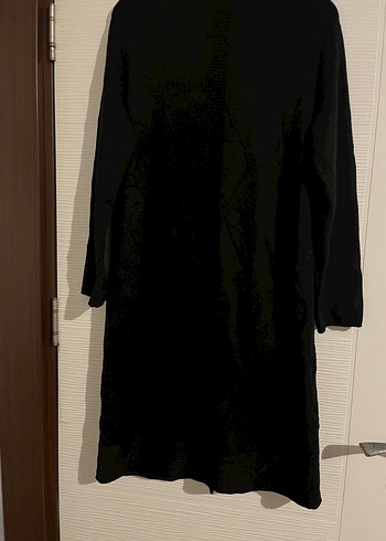 Siyah Uzun Kollu V Yaka Kadın Uzun kollu hırka cepli - Görsel 2