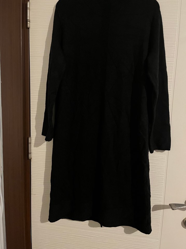 Siyah Uzun Kollu V Yaka Kadın Uzun kollu hırka cepli - Görsel 2