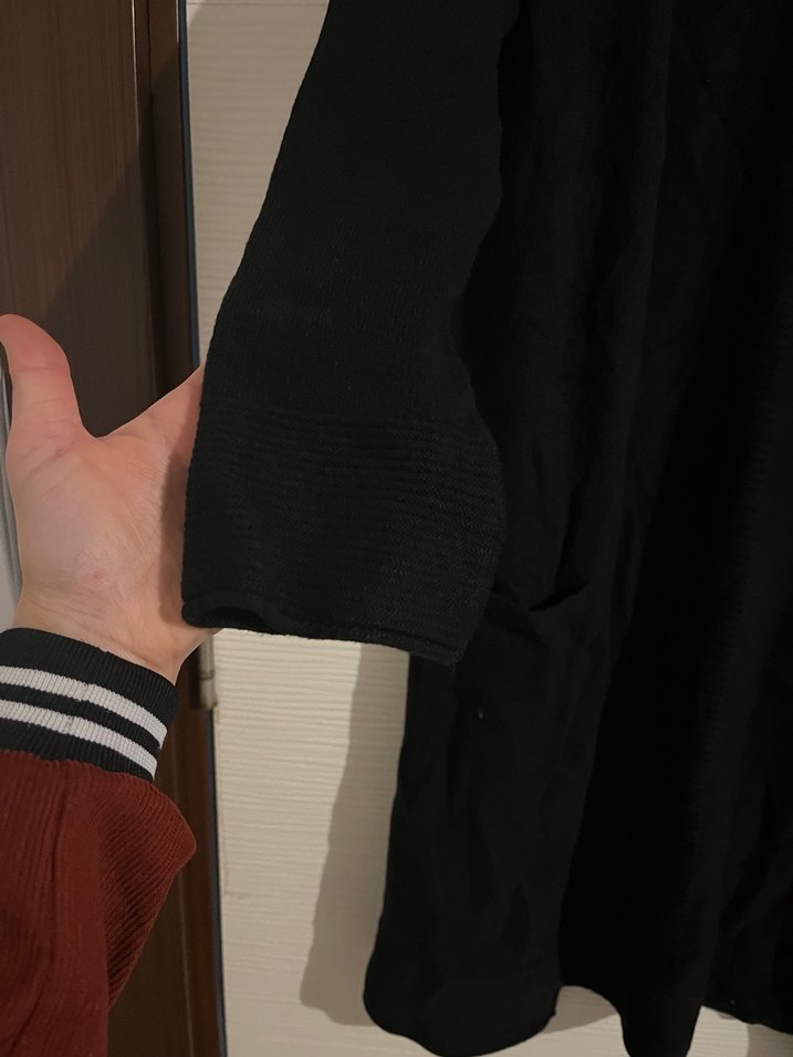 Siyah Uzun Kollu V Yaka Kadın Uzun kollu hırka cepli - Görsel 4