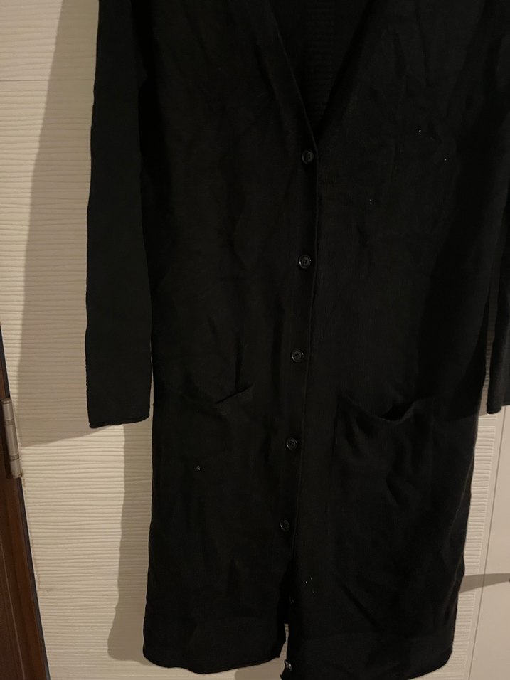 Siyah Uzun Kollu V Yaka Kadın Uzun kollu hırka cepli - Görsel 3