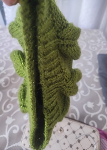 Yeşil Parlak Örgü Kadın Bere - Görsel 4