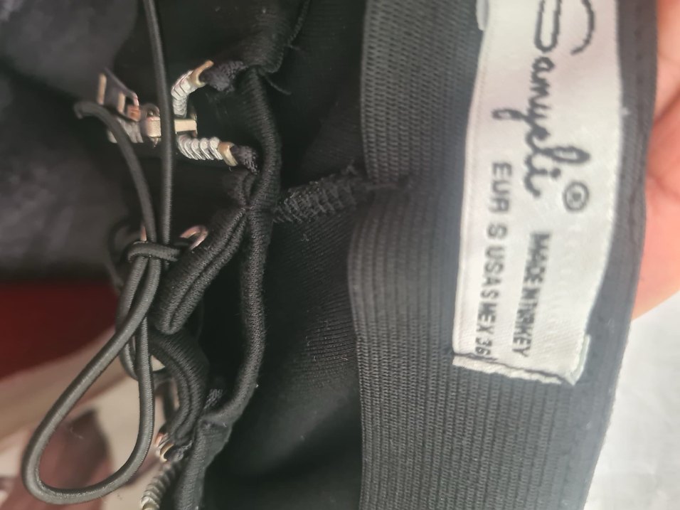 Kadın Siyah Kemerli Gotik Denim Pantolon - Görsel 5