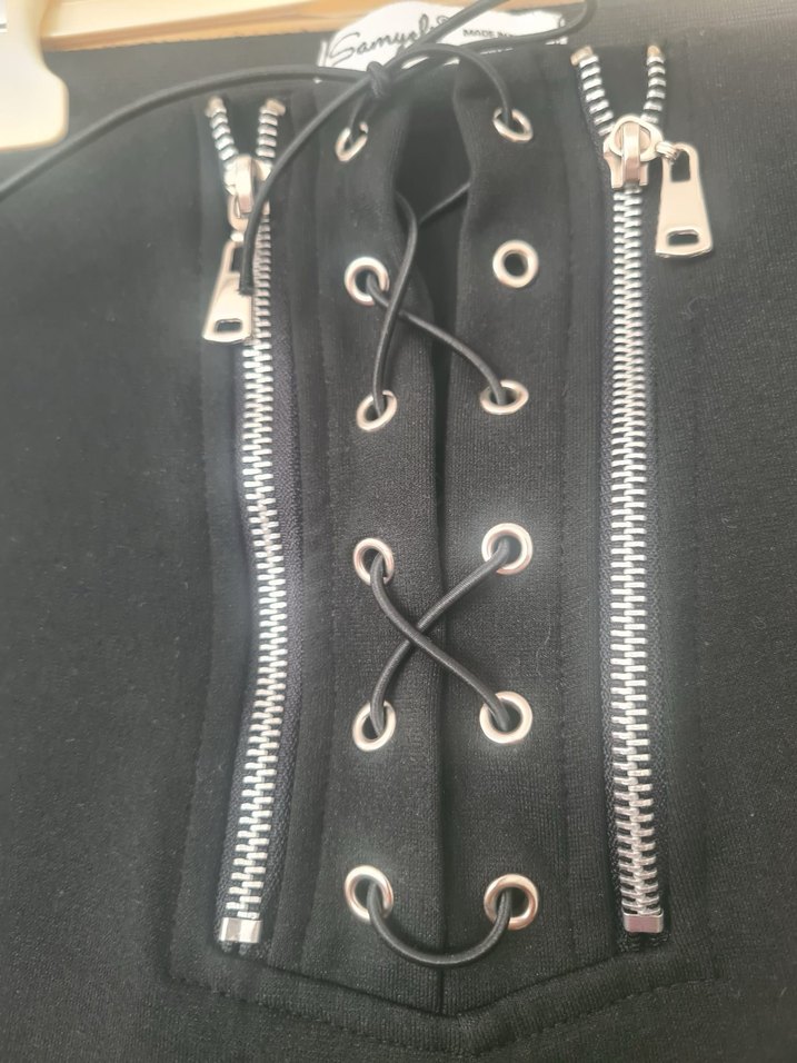 Kadın Siyah Kemerli Gotik Denim Pantolon - Görsel 3