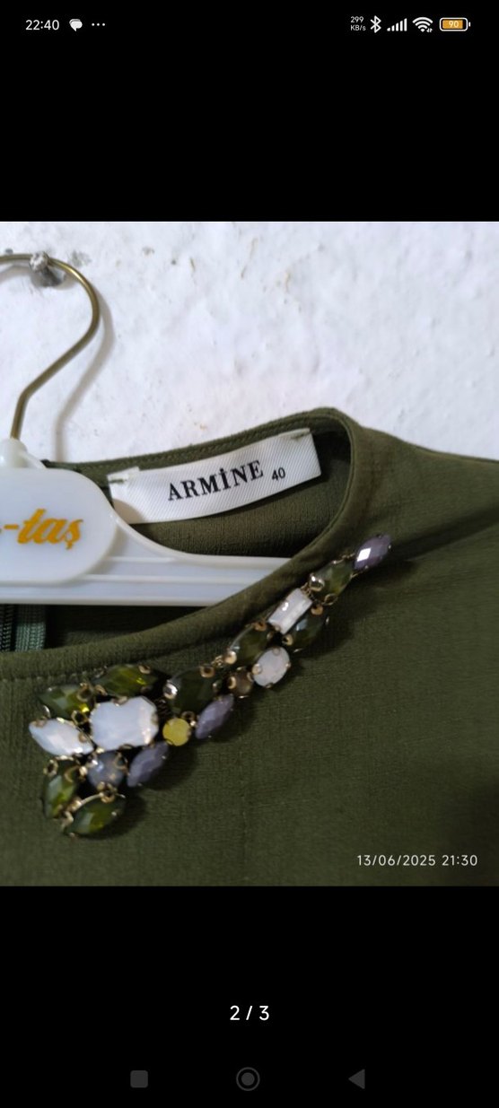 Kahverengi Kuşaklı Uzun Kadın Elbise - Görsel 2