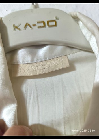 Düğmeli Beyaz Keten Uzun Kollu Kadın Gömlek - Görsel 2