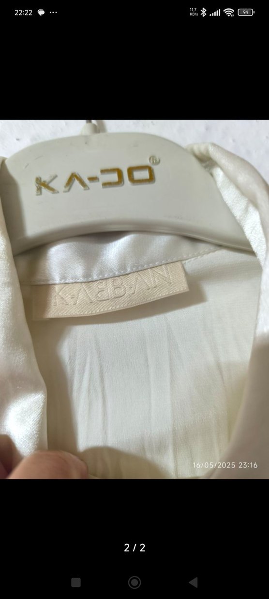 Düğmeli Beyaz Keten Uzun Kollu Kadın Gömlek - Görsel 2