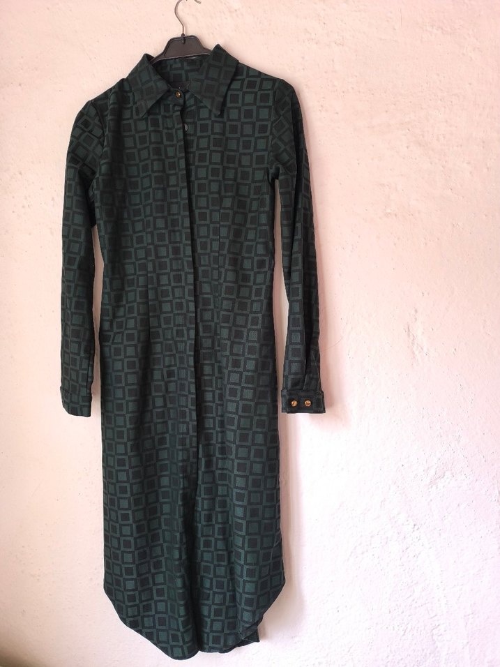 Düğmeli siyah Kare Desenli Erkek Gömlek - Görsel 3