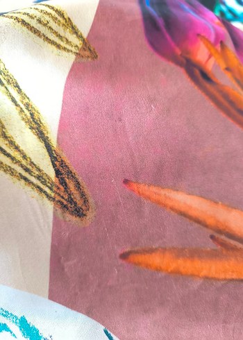 Renkli İpek Aker eşarp - Görsel 5