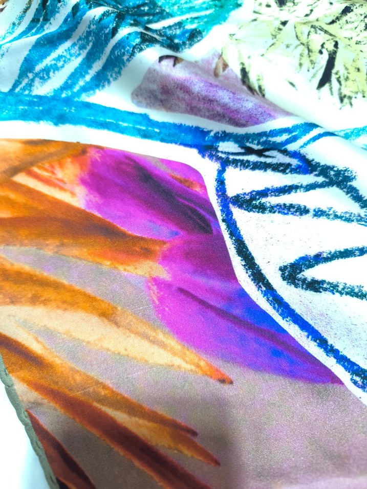 Renkli İpek Aker eşarp - Görsel 3