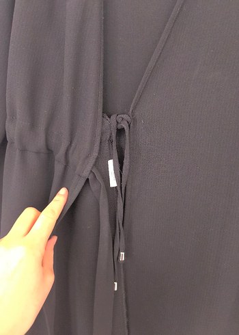 Siyah Uzun V Yaka Kadın Elbise - Görsel 3