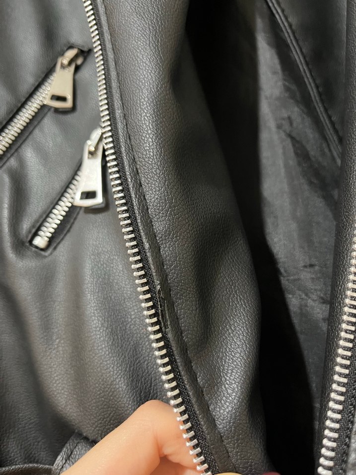 Kadın Siyah Kemerli Kısa Deri Ceket - Görsel 5