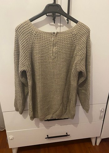 Bej Örgü Kadın Triko Kazak - Görsel 2