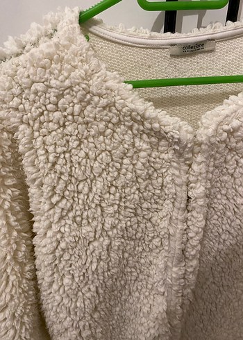 Beyaz peluş Kadın Hırka - Görsel 3