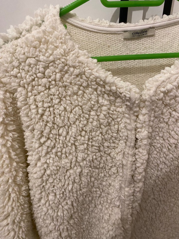 Beyaz peluş Kadın Hırka - Görsel 3