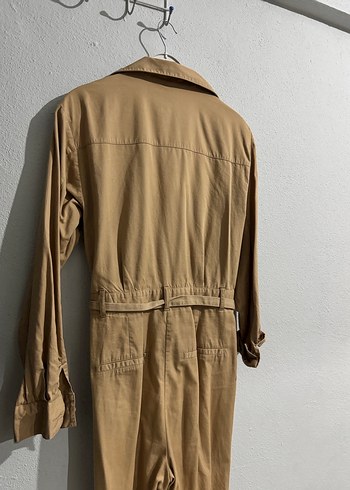 Kadın Bej Kemerli Uzun Keten Tulum - Görsel 3