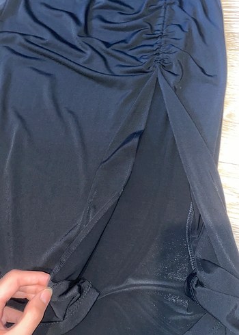 Siyah Drapeli Midi Kadın Etek - Görsel 3