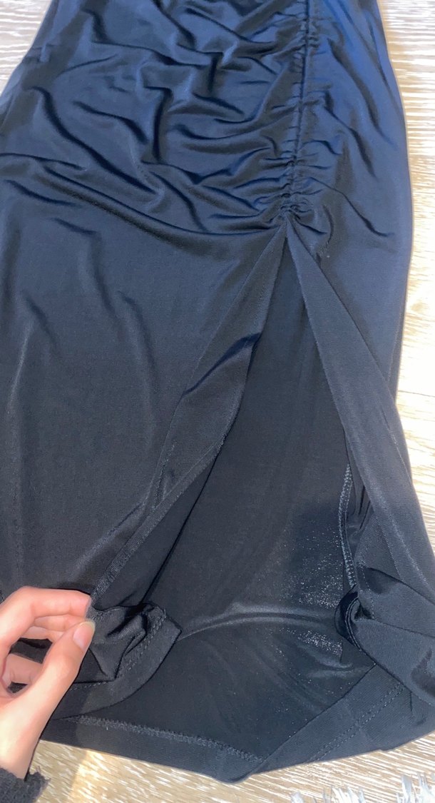 Siyah Drapeli Midi Kadın Etek - Görsel 3