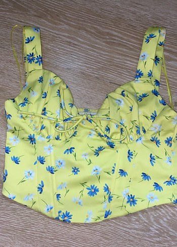 Sarı Çiçek Desenli Mini Bustiyer - Görsel 4