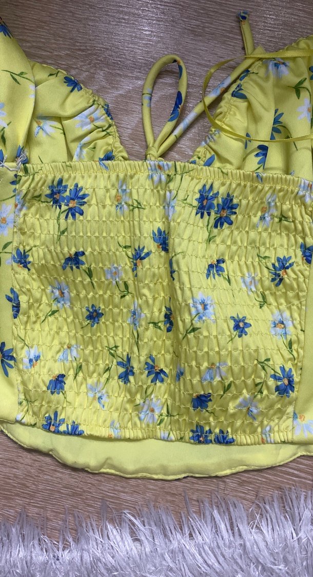 Sarı Çiçek Desenli Mini Bustiyer - Görsel 2