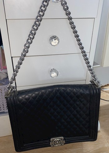 Zincir Detaylı Siyah Deri Kadın Çanta - Görsel 6