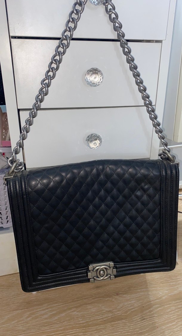 Zincir Detaylı Siyah Deri Kadın Çanta - Görsel 4