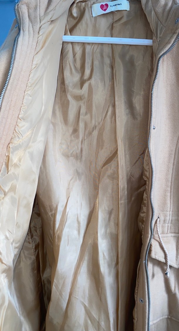 Düğmeli Bej Kadın Midi Ceket - Görsel 4